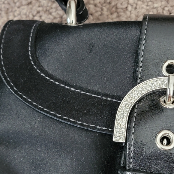 Coach Pave Madison Crystal Evening Black Suede Leather Clutch Pink Satin 8975/05 - Picture 3 of 16